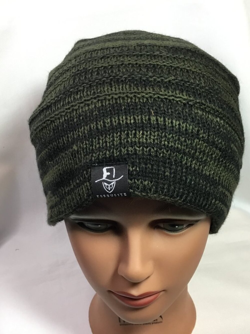 Unisex Slouchy Long Oversized Beanie Hat Knit Cap Summer Winter Green/Black